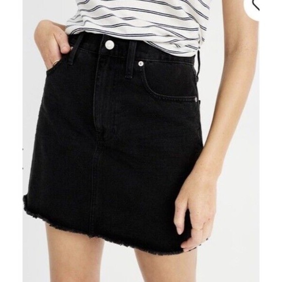 Madewell Dresses & Skirts - Madewell Jean Skirt Size 26 Blue Rigid Denim A Line Skirt Black Preppy NWT